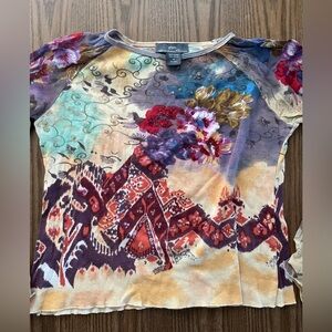 Vintage Alexandria Pierce Bedazzled Top Sz M Tie Dye Fairy Floral Y2K